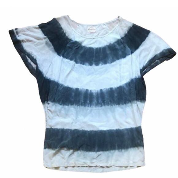 GYPSY 05 REVOLVE Navy Blue White Silk Tie Dye Stripe Dolman Sleeve Tunic Dress S - Picture 7 of 7